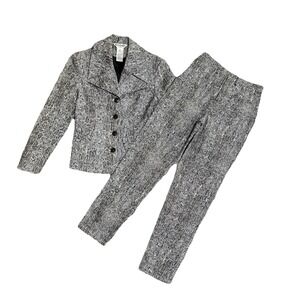Paolo‎ Santini Studio Snakeskin Print Suit Blazer Pants Womens Size 6 Stretch